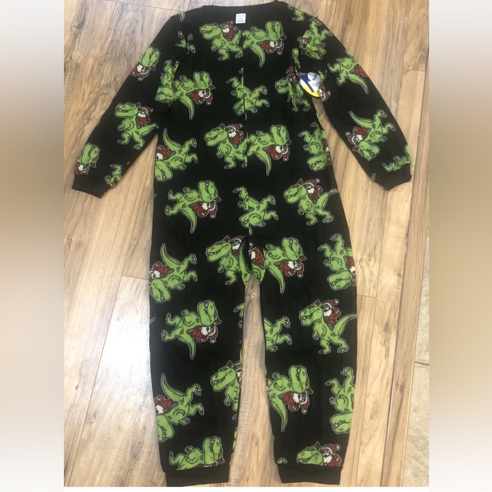 Arizona Jean Co Boys Santa Dino Union Suit Pajamas Size 10-12 Husky